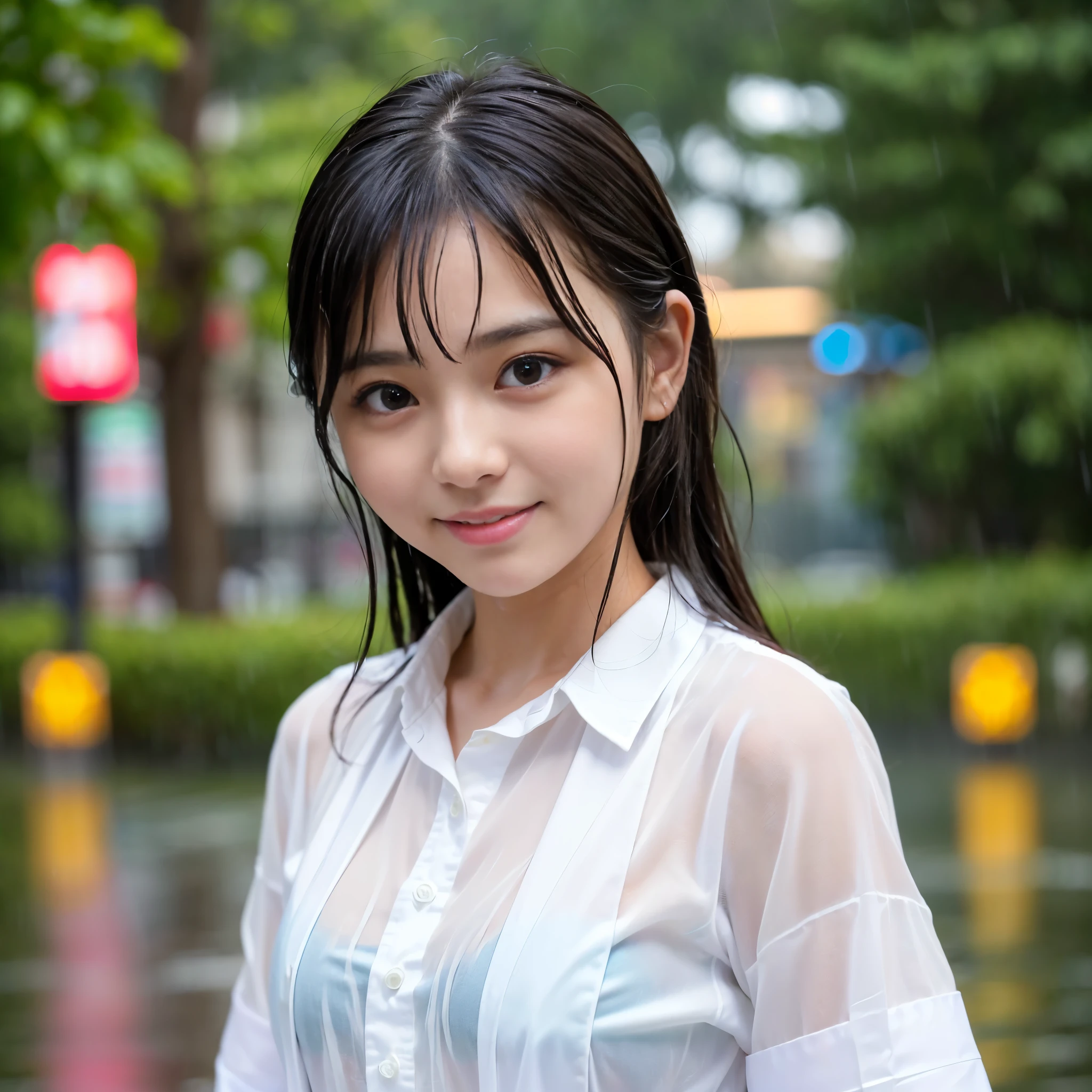 songkran,Wet roads , soaked through,drenched, Dripping, Wet Face,Wet clothes, Wet Skin, Wet Hair,A young woman with a cute face like an idol,chest,chest元が見えるデザインのメイド服,cling,RAW Photos,Genuine,Genuine,High resolution,RAW Photos,masterpiece, Genuineistic, beautiful