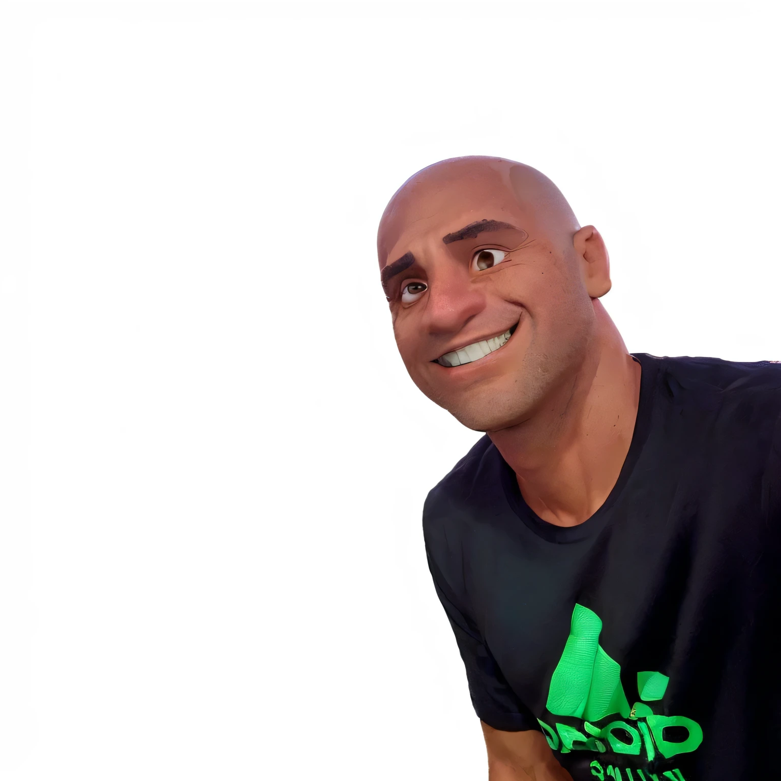 Homem careca, homem sem cabelo, homem sorridente, camisa de time de futebol azul