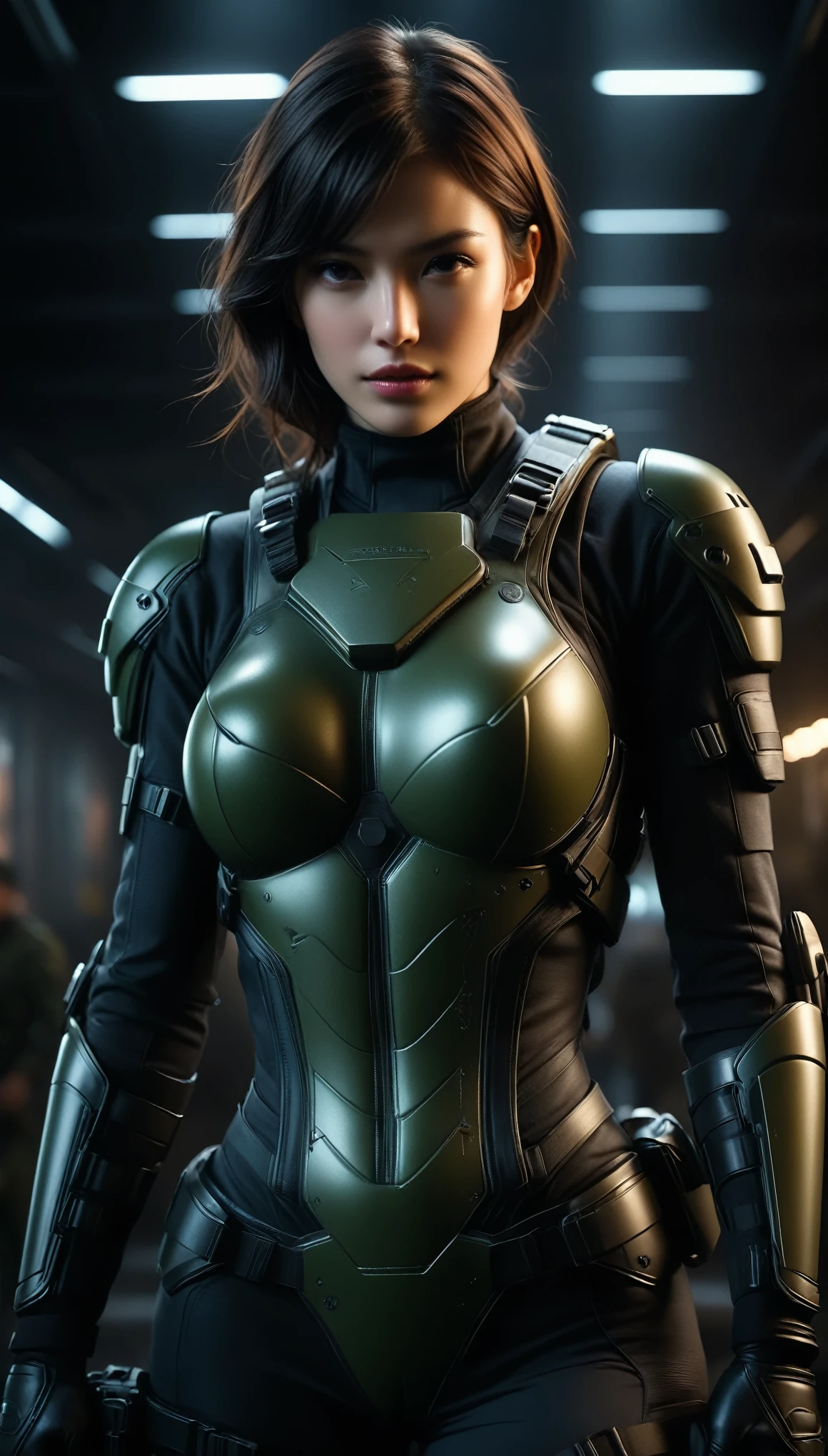 ((Masterpiece in maximum 16K resolution):1.6),((soft_color_photograpy:)1.5), ((Ultra-Detailed):1.4),((Movie-like still images and dynamic angles):1.3). | ((cinematic photo of beautiful female with special force tight combat suit):1.2), ((Beautiful female in tight combat suit costume):1.1), ((special force aesthethic accesories):1.3), ((focus on the tight combat suit):1.3), ((aiming a pistol):1.1), ((military hand gloves):1.1), (cinematic lens), (luminous object), (tyndall effect), (military atmosphere), (shimmer), (visual experience),(Realism), (Realistic),award-winning graphics, dark shot, film grain, extremely detailed, Digital Art, rtx, Unreal Engine, scene concept anti glare effect, All captured with sharp focus. | Rendered in ultra-high definition with UHD and retina quality, this masterpiece ensures anatomical correctness and textured skin with super detail. With a focus on high quality and accuracy, this award-winning portrayal captures every nuance in stunning 16k resolution, immersing viewers in its lifelike depiction. | ((perfect_composition, perfect_design, perfect_layout, perfect_detail, ultra_detailed)), ((enhance_all, fix_everything)), More Detail, Enhance.