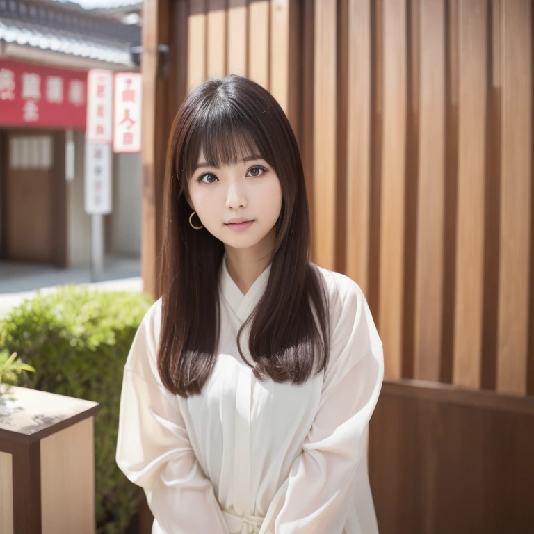 （傑作）、(最高品質:1.5)、(16kの壁紙:1.2)、(フォトリアリスティック:1.2)、(超詳細な:1.2)、(超A high resolution:1.2),(超現実的), (高解像度),  (写実的な), (後処理), (非常に詳細),(鋭い焦点), 鮮明なフォーカス:1.2,バックライト, 明るい光, (品質の向上:1.4),（解剖学的に正確な身体）、((女性1名:1.4))、日本人、アジア人、リアルな肌、（小胸：1.4）,完璧な体型のかわいい女性:1.4,(正面から:1.5), (肌の質感の美しさを高める:1.1), (美しい細かい目), (詳細な顔),美しい現実的な顔,ノーメイク、ふっくらとした頬、美しい黒髪、最高の笑顔、ナチュラルカラーリップ、揃った前髪、前髪で眉毛を隠す、((29歳の女性))、ボブヘア、風に吹かれる髪, (黒髪, 黒目, ショートボブカットヘアー, 小さなイヤリング,), 耳の後ろの髪、化粧をしていない、(タレ目)、目尻が下がっている、 