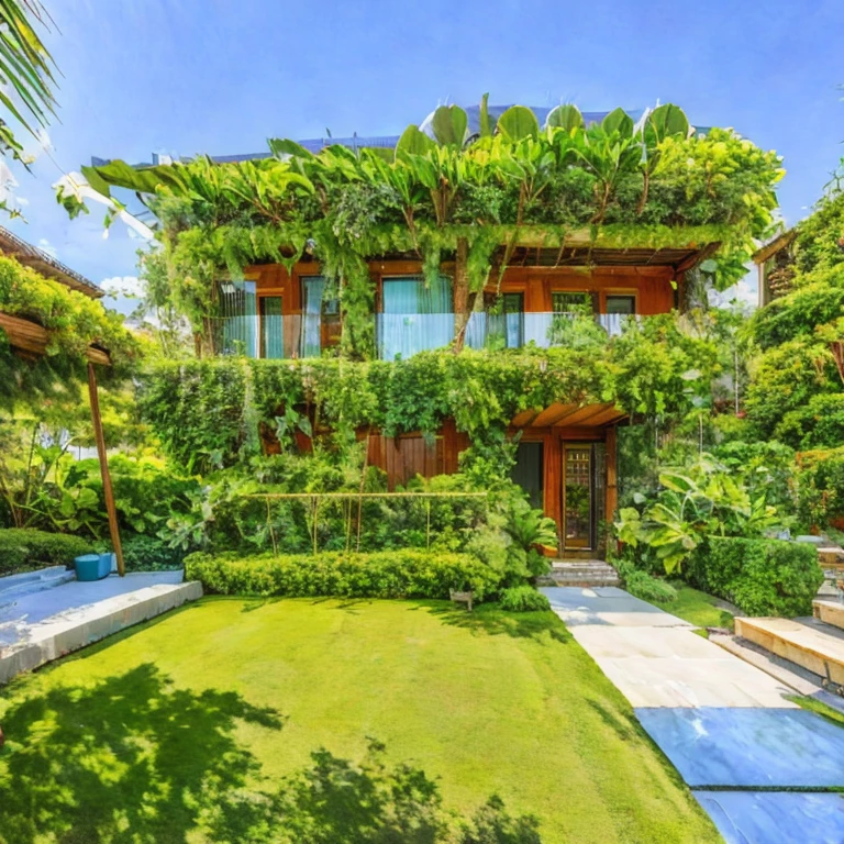 (masterpiece, best quality:1.2),KTHOUSE Landscape5 - Tropical, tropical landscape, 1 garden 