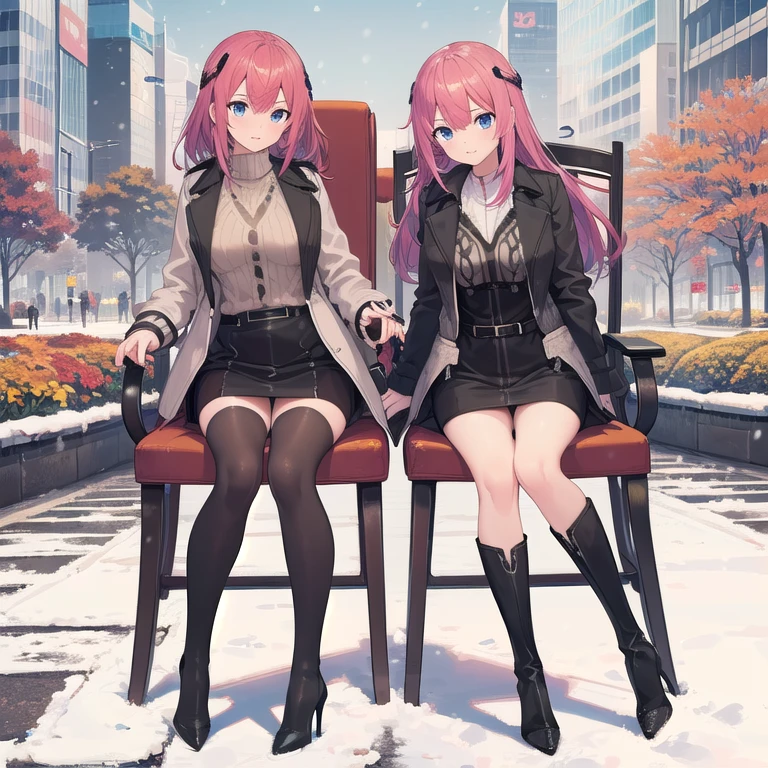 ((((One girl)))),(((full body shot))) ,((Red hair)),(masterpiece:1.2), highest quality,((((High resolution)))), unity 8k wallpaper, (shape:0.8), Highly detailed face, Perfect lighting, Highly detailed CG,(((garden)))),(Big Breasts),(((Shibuya Scramble Crossing))),((((Black trench coat)))),((((((White sweater)))))),((((Black tight skirt)))),((((Black long boots)))),((((Black pointed toe))))、((((Black stiletto heels))))、((((Thin legs)))),,((blue sky)),((((Open your jacket)))),((Snow Scene)),((Autumn foliage scenery)),((On the road)),(((On a chair)))