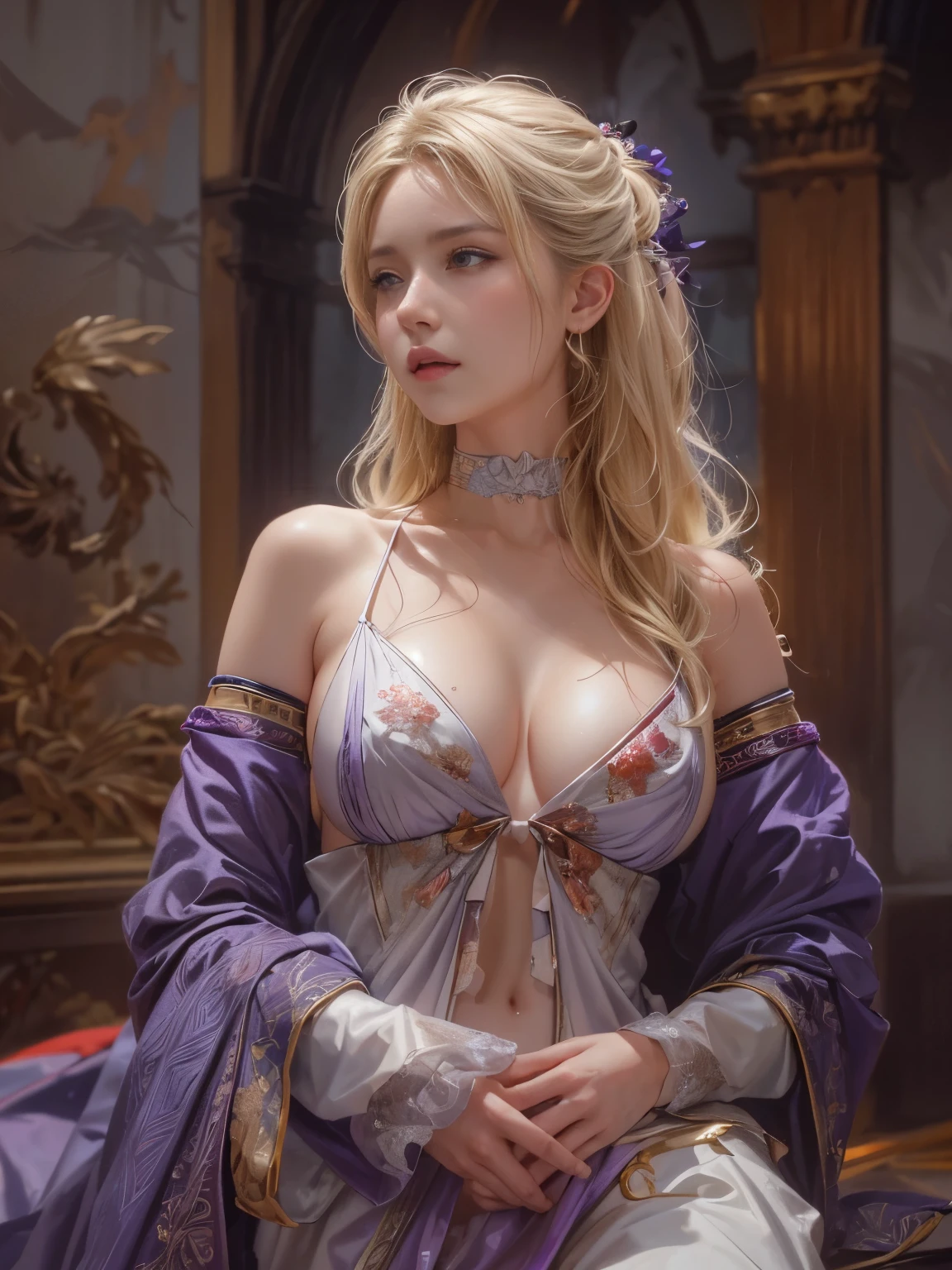 1 woman (Lalisa Manobal, age 25,sheer airy colorful dress), seductive witch, seduction magic, Conan, high fantasy, exotic bedroom, candles, animal furs, undressing, tease, (best quality,4k,8k,highres,masterpiece:1.2),ultra-detailed,(realistic,photorealistic,photo-realistic:1.37),HDR,UHD,studio lighting,ultra-fine painting,sharp focus,physically-based rendering,extreme detail description,professional,vivid colors,bokeh,portraits,fantasy,chiaroscuro,dramatic lighting