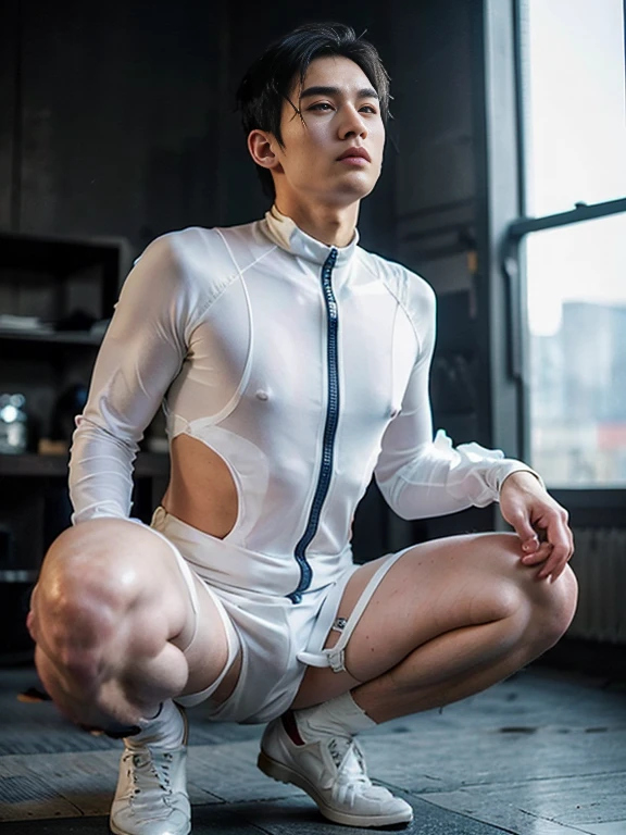 ((Handsome tall skinny boy with fat phat hips))   , thick thighs , （bare thighs） , wide pelvis , shirtless , epic reality,  epic photorealistic , ultra realism ， standing，grins , sexy ,  NSFW , most handsome ever boy , tattoo , slutty whore, K-pop idol looking, K-pop idol face, (phat hips , wide hips) , ( narrow waist) , ((wearing micro thong)) , (skindentation & wide hips) , (wide pelvis. ,massive hips) , (put your hands up) , (topless), skinny waist , foot seen