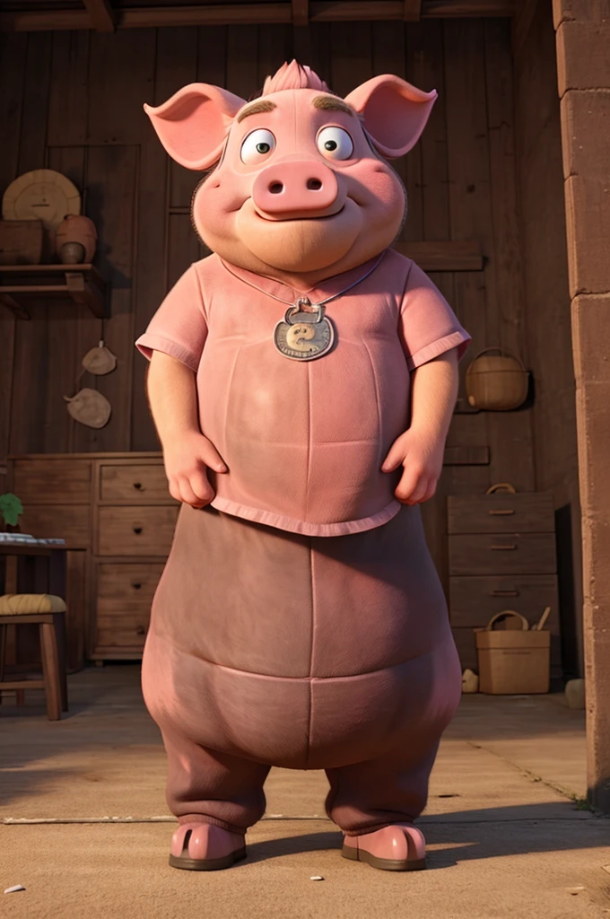 Big pig with evil look is tired of playing,It's in the snow to rest,vista frontal,fechar-se, Estilo Pixar, melhor qualidade, fotos,, olhos grandes, muito feroz,detalhes altos, alta qualidade, Obra de arte, preciso, super detalhe,