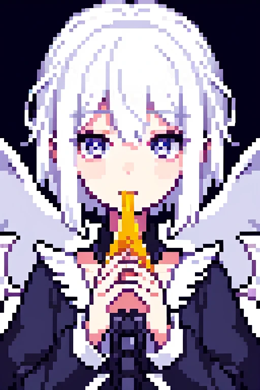 ((Seraphin)) ((white hair)) ((many eyes)) ((many wings)) ((eating))