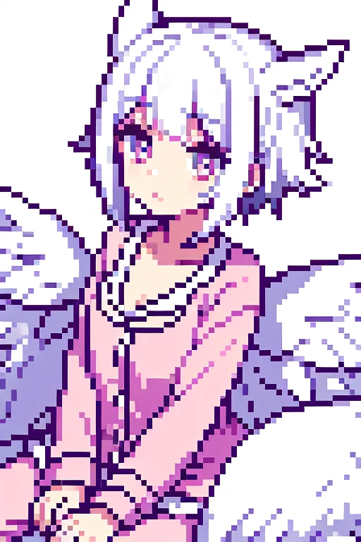 ((Seraphin)) ((white hair)) ((many eyes)) ((many wings)) ((pajama)) ((in bed))