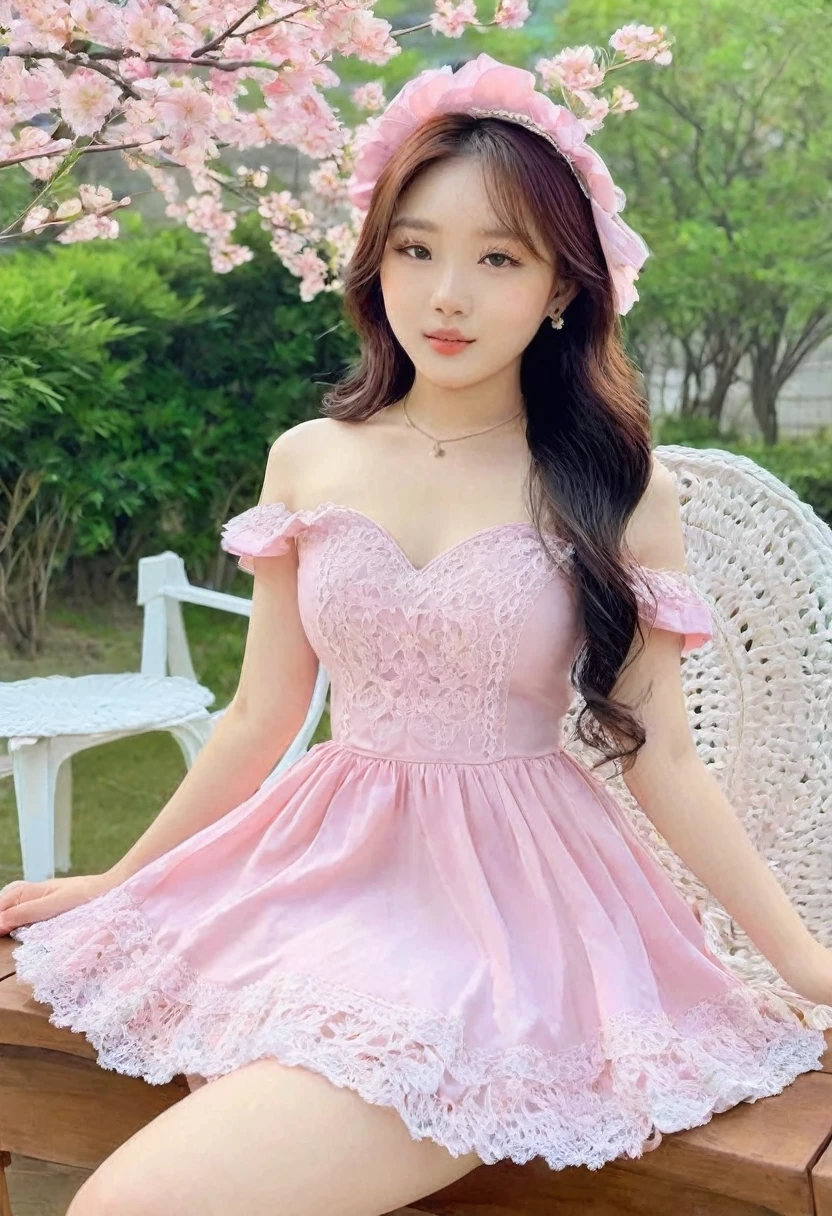 (best high quality:1.2), Work of art, 8k, extremely detailed, (High detail:1.2), (Hotlexi woman), Solo, 24 year old Korean Ulzzang female, (dress),