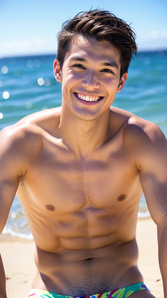 male Age 26 swimwear hawaii lifeguard smile