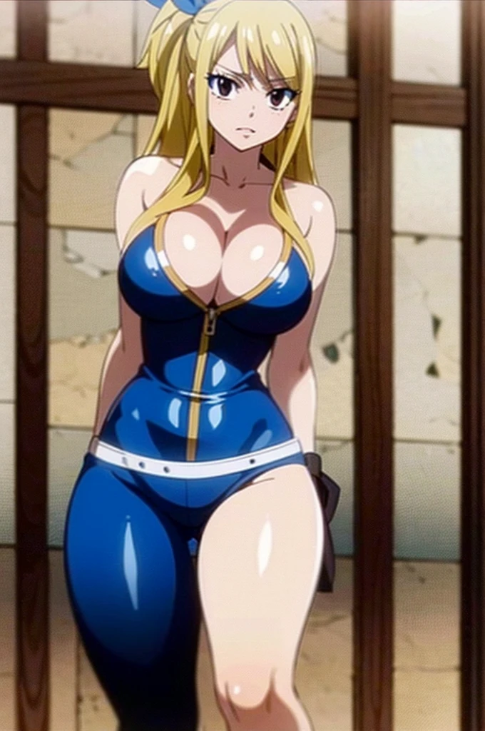 Lucy Heartfilia, sexy outfit, cleavage, large breasts, beautiful blonde hair, sensual expression, masterpiece, sexy pose, whole body visible in the frame