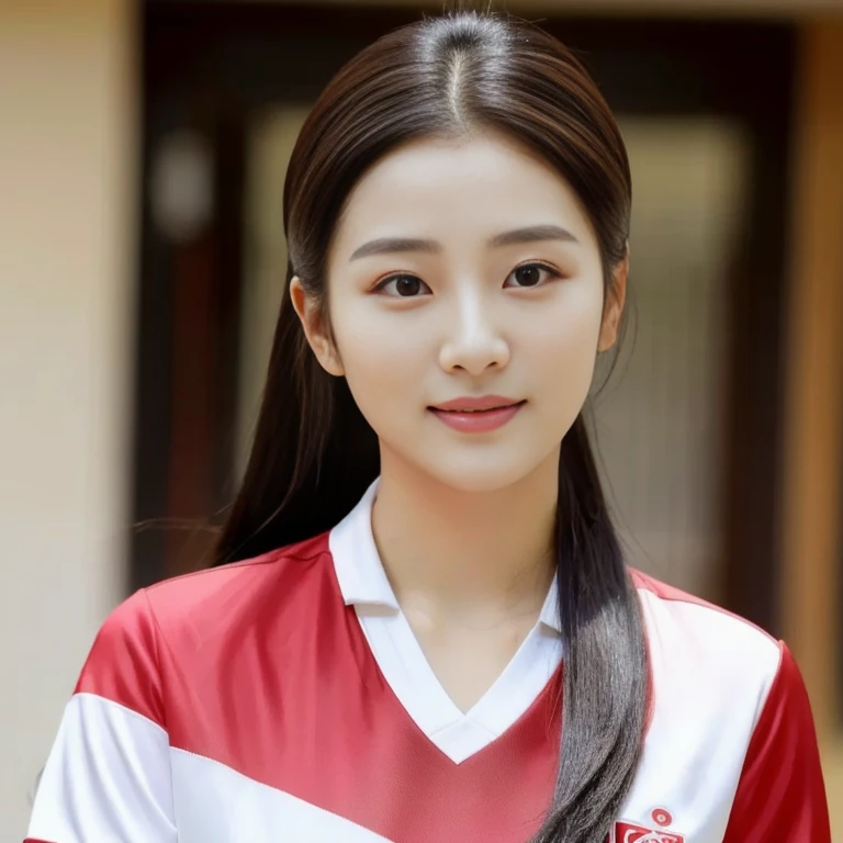 Korean symmetrical face, Close-up of a woman wearing a volleyball shirt Expensive silk, dark black, Beautiful Asian woman, Thai anime girl, Chest size 36 inches, beautiful south ponytail,) long, Flowing hair, ponytail, beautiful young korean woman, Korean girl, korean woman, Jae Yeon Nam, beautiful asian girl, young asian woman, Beautiful Asian woman, cute korean baby face, Gorgeous Chinese model, Chinese girl, bright and sparkling,
