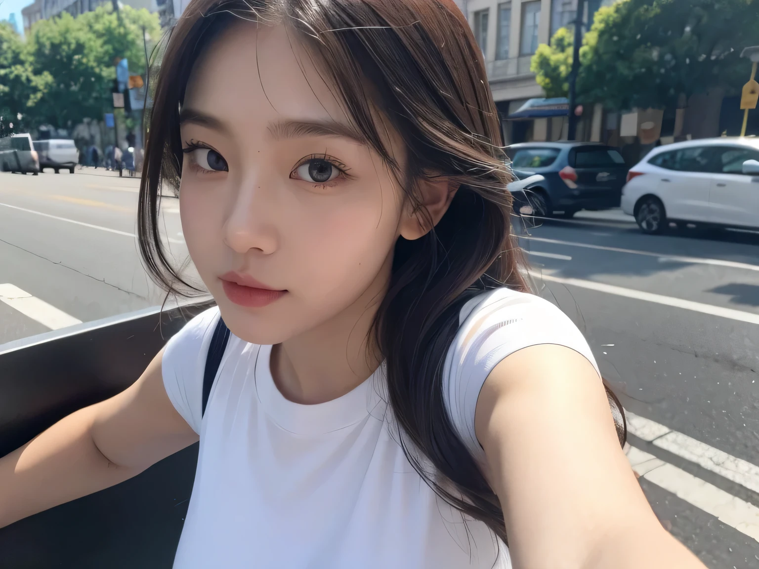 Running maiden,Dynamic,Upper body close-up,square,Selfie