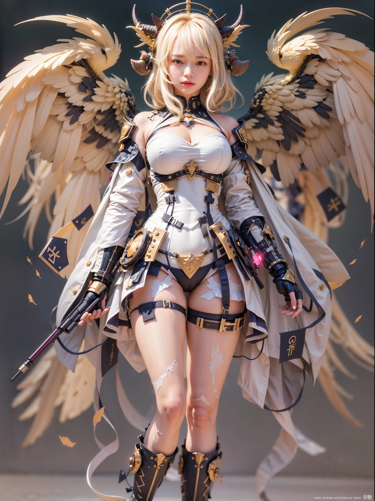 (extremely intricate all details)、(extremely realistic all Texture) 、glossy Texture、Navy blue heavy mechanical armor resembling a pillbug, designed by Hajime Katoki、1 person、Beautiful female soldier、Multi-legged、Heavyweight、Heavy Armor、Firearms、Ultra-realistic、Full Body Shot、Night view of the bayside industrial area、Spotlight lighting to illuminate characters、Please generate at least 4 copies.