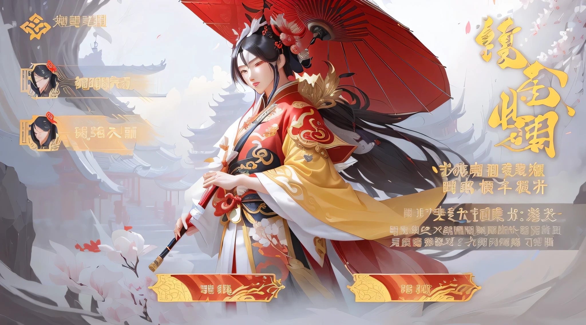 A man in Chinese clothes、Woman holding a red umbrella, Onmyoji, Onmyoji detailed art, heise jinyao, xianxia hero, Onmyoji portrait, Inspired by Zhou Fang, Inspired by Zhu Lian, full body xianxia, Inspired by Zhang Wo, Inspired by Cao Zhibai, g liulian art style