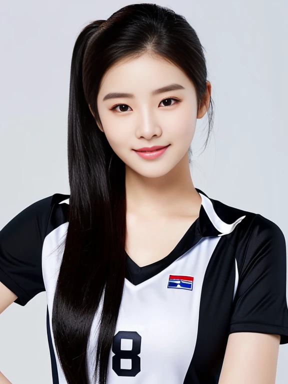 ภาพระยะใกล้ของผู้หญิงponytail, Korean symmetrical face, Woman wearing a volleyball shirt Expensive silk, dark black, Thai anime girl, Chest size 36 inches, beautiful south ponytail,) long, Flowing hair, ponytail, beautiful young, bright and sparkling, beautiful south korean women, Tzuyu from two times, Jae Yeon Nam, Lee Ji Eun, Lee Ji-eun, wan's Korean face is so cute, Korean girl, cute korean stars, หญิงKorean girlที่สวยงาม, หญิงKorean girlที่งดงาม, Cute young Korean face, Hwang Se-is, Park from minutes