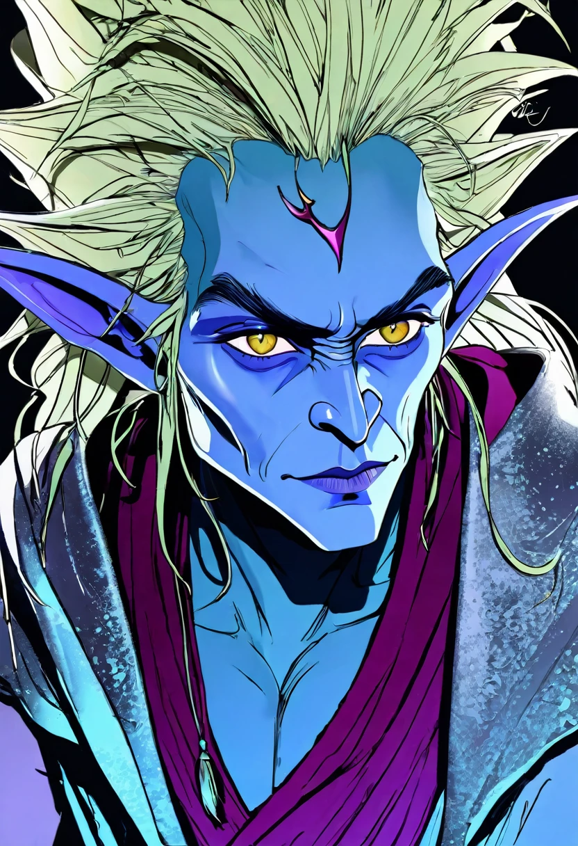 Oberon the Goblin King、King of Elves、Marker Outline Sketch、Very detailed、4k、Very detailed、Intricate details、Striking colors、Cinematic lighting、creates a dramatic構成、Fantasy Portrait、elegant、Whimsical、magic、mysterious、Ethereal、creates a dramatic、Atmospheric、Fascinating、masterpiece
