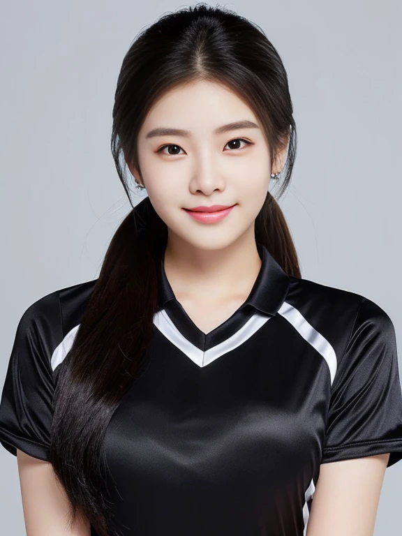 ภาพระยะใกล้ของผู้หญิงponytail, Korean symmetrical face, Woman wearing a volleyball shirt Expensive silk, dark black, Thai anime girl, Chest size 36 inches, beautiful south  ponytail,) long, Flowing hair, ponytail, beautiful young, bright and sparkling, beautiful south korean women, Tzuyu from two times, Jae Yeon Nam, Lee Ji Eun, Lee Ji-eun, wan&#39;s Korean face is so cute, Korean girl, cute korean stars, หญิงKorean girlที่สวยงาม, หญิงKorean girlที่งดงาม, Cute young Korean face, Hwang Se-is, Park from minutes