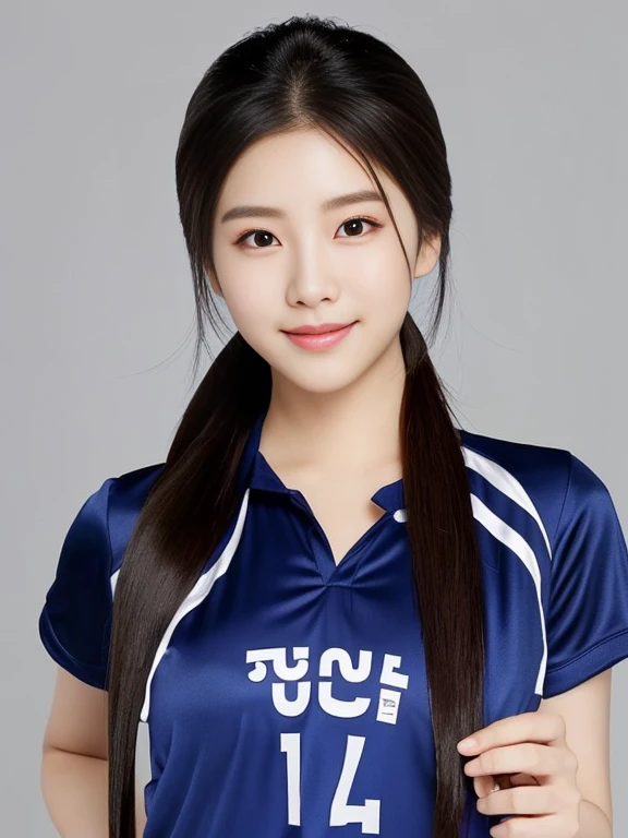 ภาพระยะใกล้ของผู้หญิงponytail, Korean symmetrical face, Woman wearing a volleyball shirt Expensive silk, dark blue, Thai anime girl, Chest size 36 inches, beautiful south  ponytail,) long, Flowing hair, ponytail, beautiful young, bright and sparkling, beautiful south korean women, Tzuyu from two times, Jae Yeon Nam, Lee Ji Eun, Lee Ji-eun, wan&#39;s Korean face is so cute, Korean girl, cute korean stars, หญิงKorean girlที่สวยงาม, หญิงKorean girlที่งดงาม, Cute young Korean face, Hwang Se-is, Park from minutes