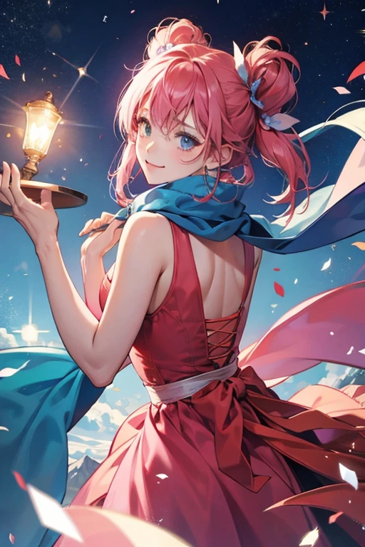Hineonetchi is pink and wears a blue gown and red scarf. Her hair's natural color is yellow, but it changes color depending on her emotions. For instance, it turns pink when she is happy, blue when she is sad, and red when she is angry. SPARKLE; GLITTER