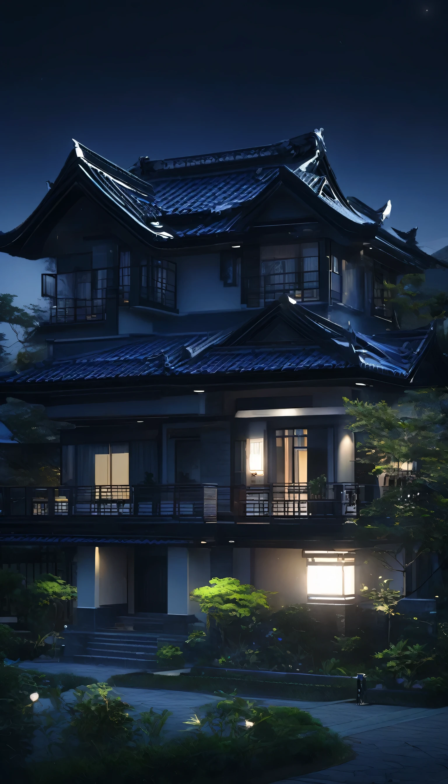 A house without security。There are no security lights。high quality、darkness,16k。