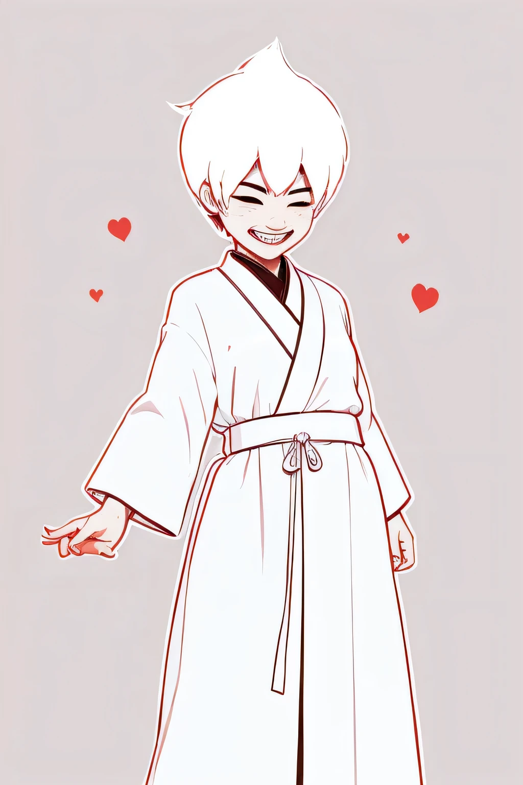 Zhengtai Taoist Priest, (Flat Character), (2D Style 1.3), (Q Version), 2D Drawing Style, Young, Cute, Plain Taoist Robe, Laughing, Bright Colors, (Monochrome Background 1.1)