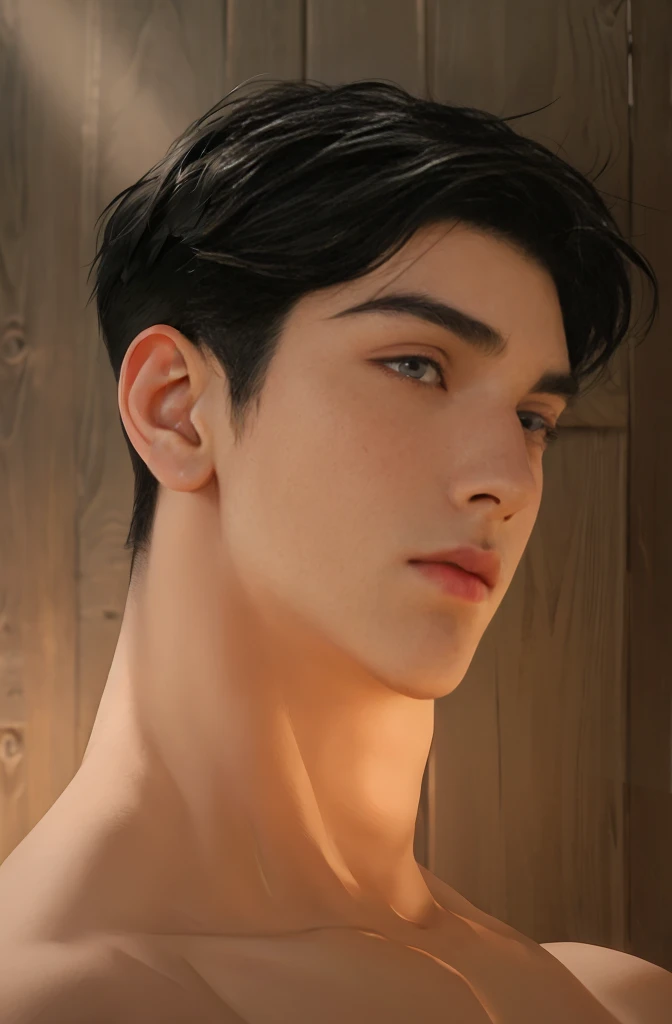 masterpiece, 1boy, young, handsome, black hair, undercut hair, perfect face, detailed eyes and face,black eyes, clean shaved, muscular, capturing a rural atmosphere, dynamic lighting, unreal engine 5