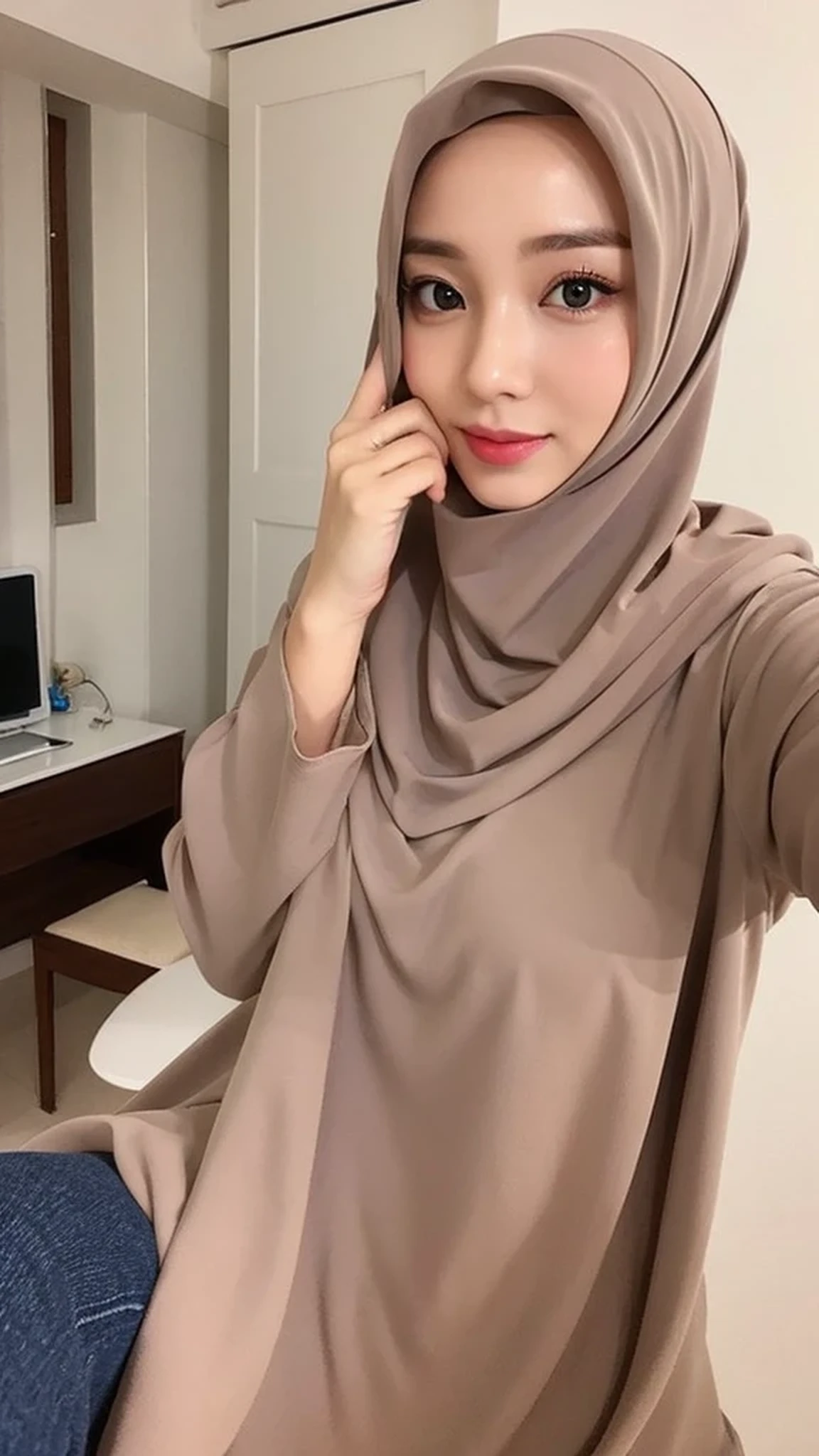 Beautuful Women、hijab, indonesian, a room、selfee、White Room、cute face、Vanrak Ayyans appears、1 girl, stylish