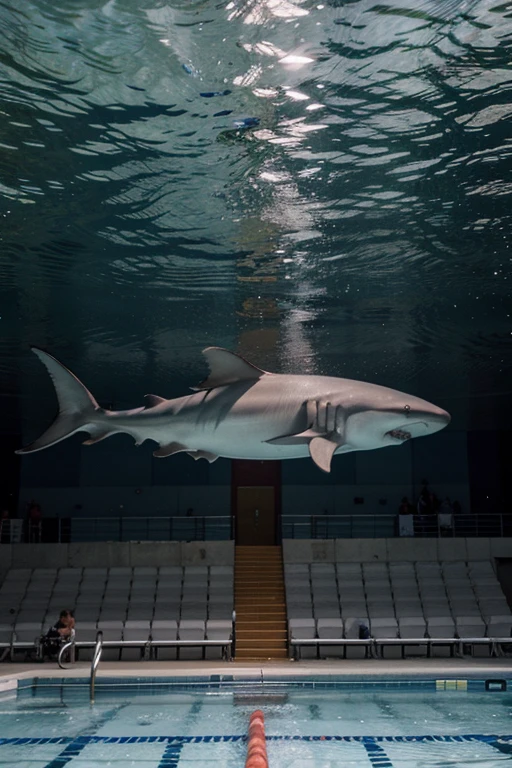 Blue shark in Olympic pool for competition
