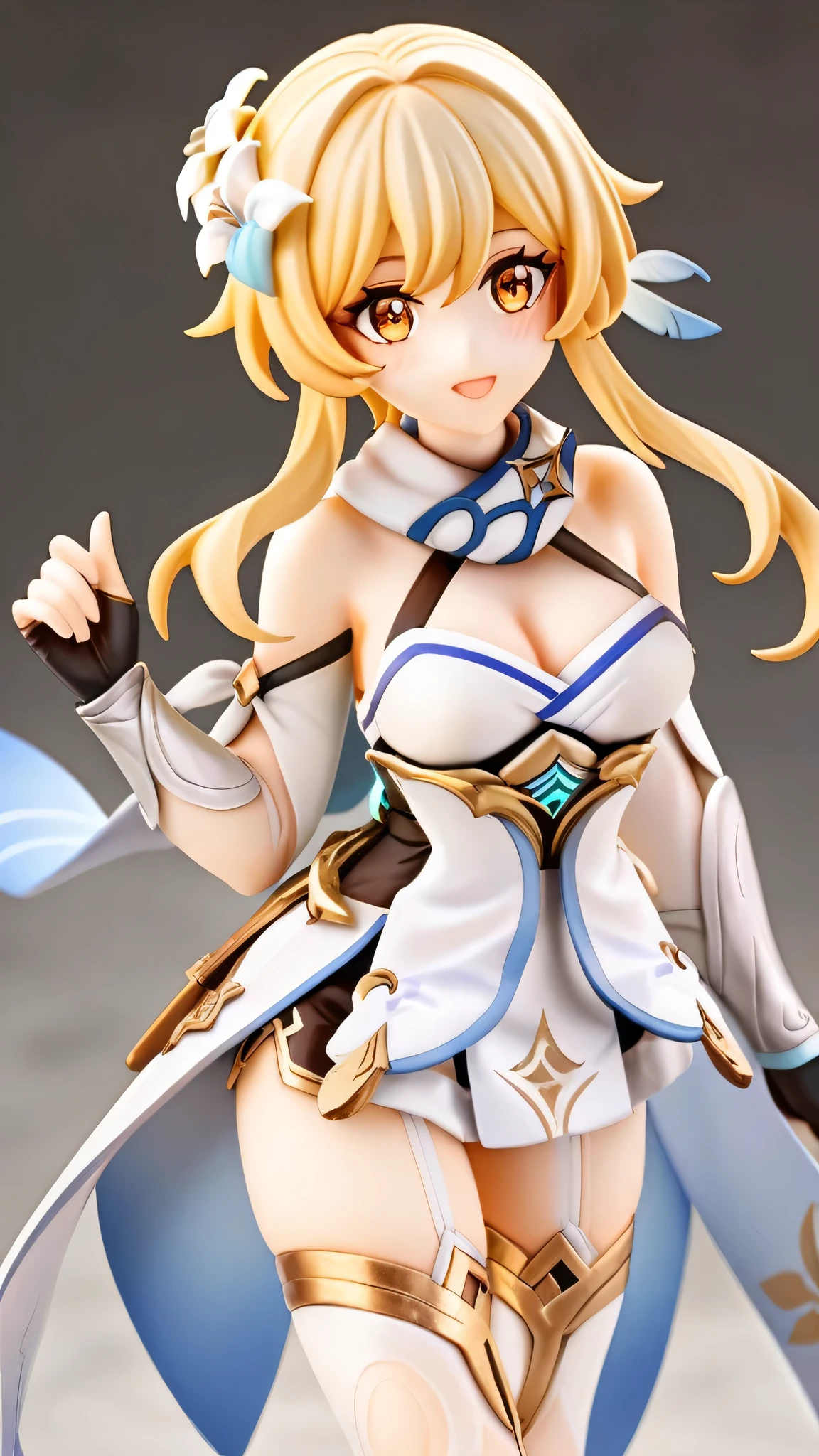 score_9,score_8_up,score_7_up,score_6_up,score_5_up,score_4_up,
1girl,lumine_\(genshin_impact\),solo,blush,smile,sidelocks,medium_breasts,cleavage,thighs,highres,white_scarf,white_thighhighs,bare_shoulders,detached_sleeves,hydro_symbol_\(genshin_impact\),wet_clothes,hair_flower,harimoji,white_dress,open_mouth,looking_at_viewer,