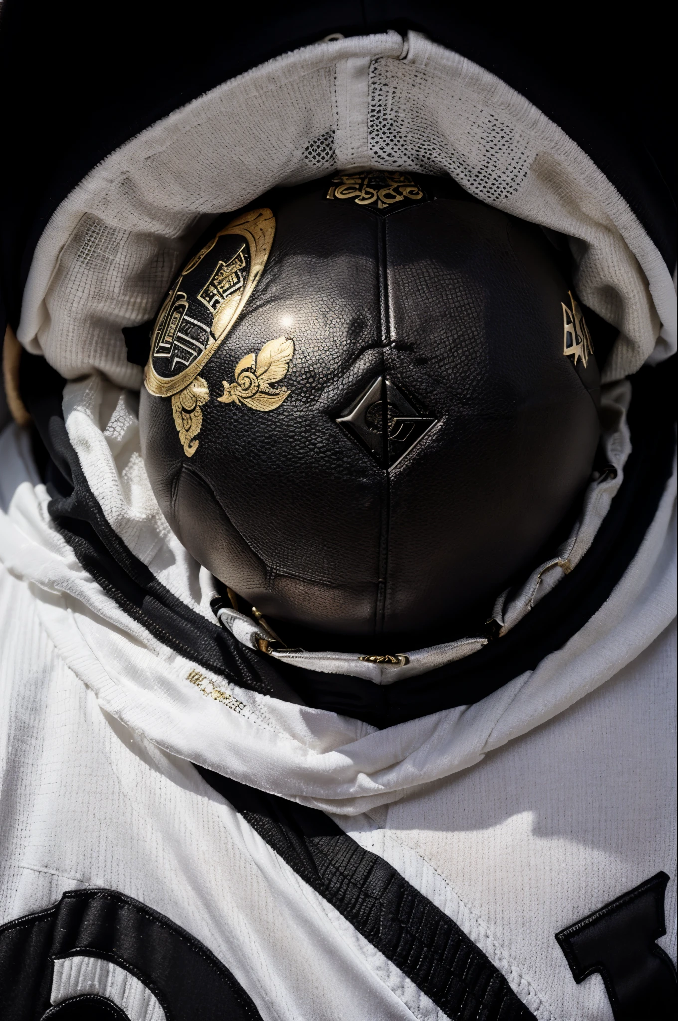 Logo of a football team with the name kings of the ball, black and white, gold color