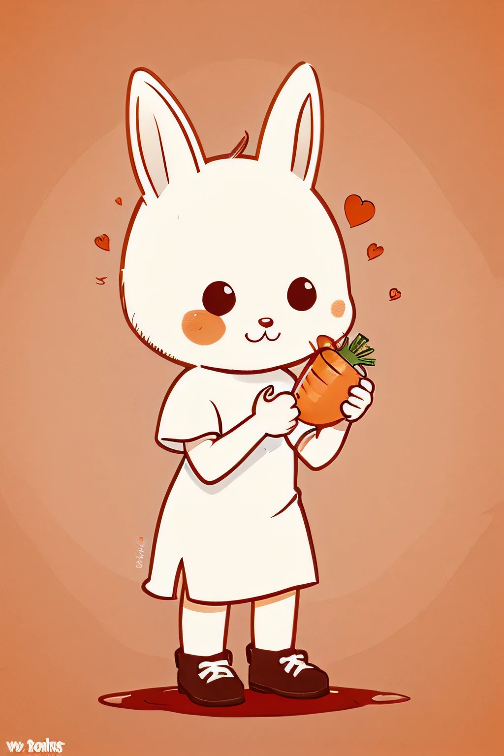 cute cartoon with carrot blood on hand