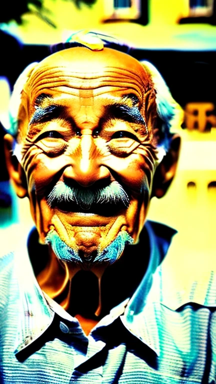 Funny old man、Face close-up、Wink、smile
