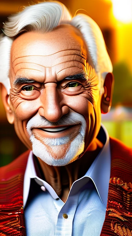 a cheerful older man, close-up portrait, winking, smiling, detailed facial features, elderly male, happy expression, warm lighting, intricate details, photorealistic, 8k, high quality, masterpiece