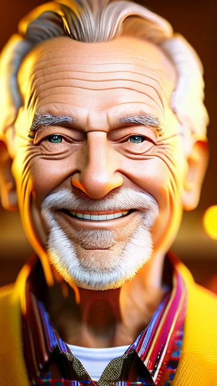 a cheerful older man, close-up portrait, winking, smiling, detailed facial features, elderly male, happy expression, warm lighting, intricate details, photorealistic, 8k, high quality, masterpiece