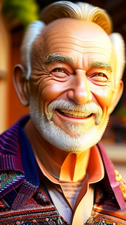 a cheerful older man, close-up portrait, winking, smiling, detailed facial features, elderly male, happy expression, warm lighting, intricate details, photorealistic, 8k, high quality, masterpiece
