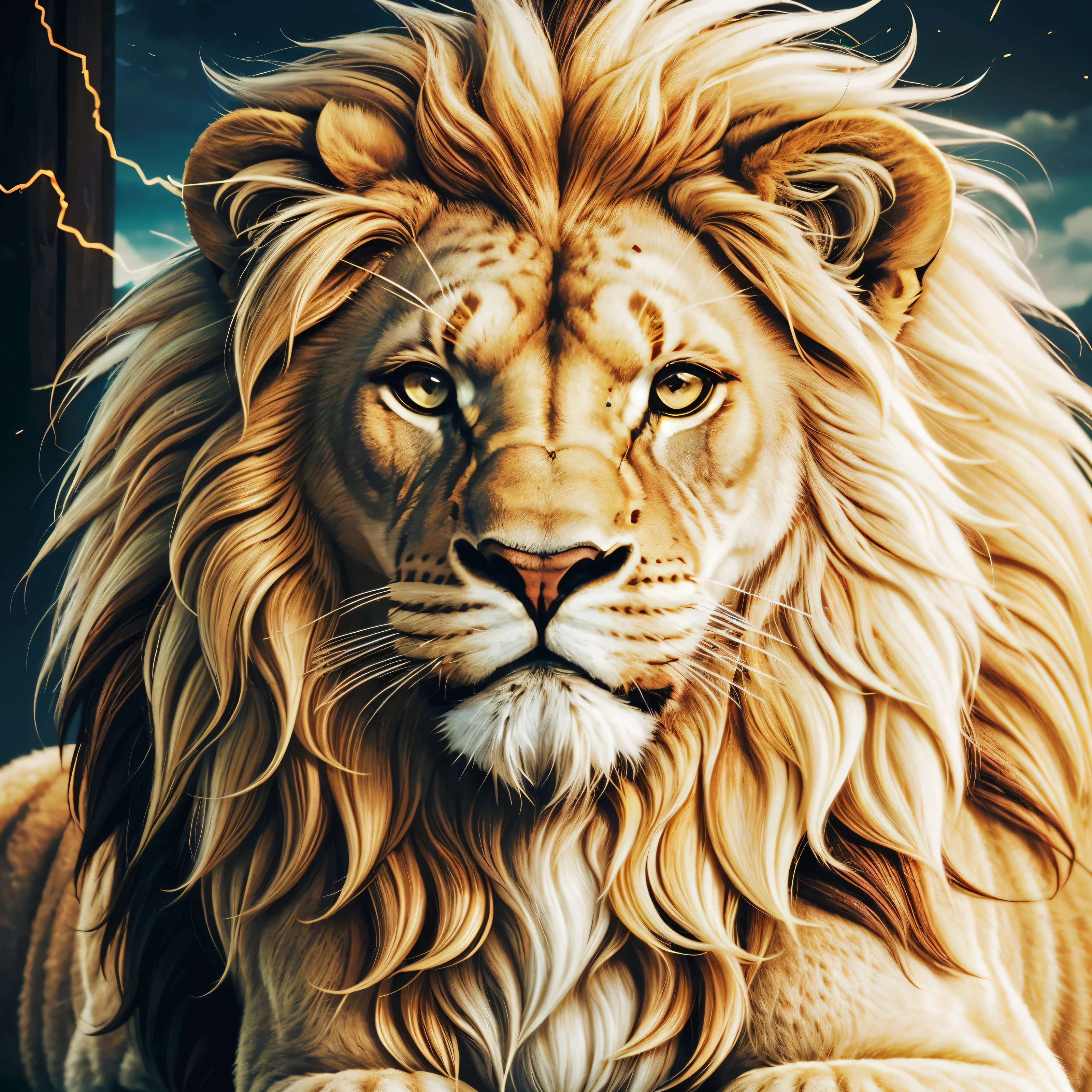 lion, Divine lion, naturais, Natureza, Feroz, masculine, Poderoso, Golden Lion, Branco, lion Branco, Black and White, Black and Gold, Detailed Realistic Face, Detailed Realistic White Lion 8K, UltraRealistic 8K, Detailed Realistic Thunders Energy, Detailed Realistic Strong Creature, Strong Creature, Macho, Male Lion, Rendering, Fotorrealista, UltraHigh definition, 4K, texturasdetalhadas, thunder, sombras detalhadas, cores detalhadas, Bolts thunder, Eletricidade Celeste, thunders, Golden thunder, lion realista, Ultra Realista 16k, Realista 16k, Nitidez realista de 16K, Texturas fotorrealistas 16K, Cores Realistas 16K, Criatura Poderosa, Poder majestoso, Power of Heaven, Grande Divino, contraste detalhado, Contraste realista, high resolution, cores detalhadas, fogo, eletricidade, divina criatura, 8k, Realista detalhado, 16K, 8k, High definition, contraste detalhado, Contraste realista, high resolution, cores detalhadas, fogo, eletricidade, divina criatura, 8k, Realista detalhado, elegante,