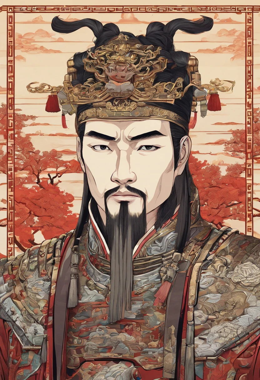 Ancient Chinese man in armor、Clever man、Looking into the camera、His hair is in a bun、Only one topknot、Black Hair、Stand and pose、Pixel art、(masterpiece, highest quality, highest quality), pixel,pixel art,whole body,Characters in Romance of the Three Kingdoms、Transform、Short Deformation、The head is decorated with white embroidery...、Handsome man in trousers
