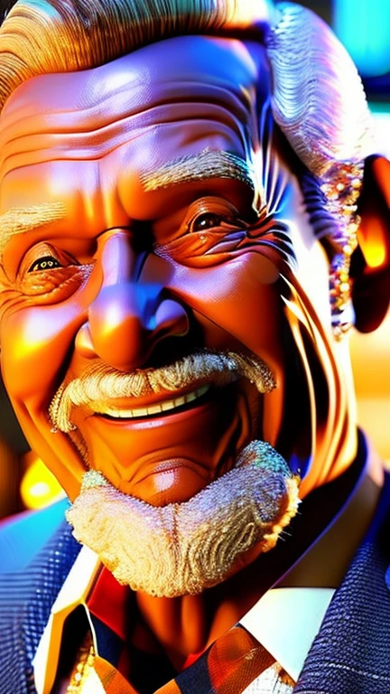 a cheerful older man, close-up portrait, winking, smiling, detailed facial features, elderly male, happy expression, warm lighting, intricate details, photorealistic, 8k, high quality, masterpiece