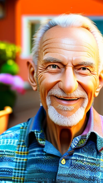 a cheerful older man, close-up portrait, winking, smiling, detailed facial features, elderly male, happy expression, warm lighting, intricate details, photorealistic, 8k, high quality, masterpiece