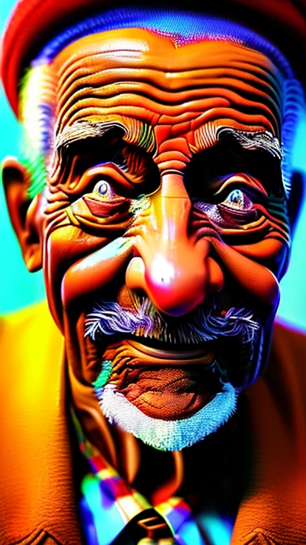 a funny old man, close-up of face, grimacing expression, detailed facial features, expressive emotions, detailed wrinkles, high contrast lighting, dramatic shadows, vibrant colors, intricate textures, photorealistic, 8k, hyperrealistic, masterpiece, digital painting, cinematic lighting