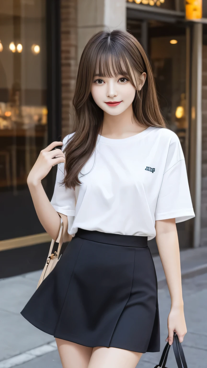 Gal autumn outfit coordination、Sexy Big 、A cute 15-year-old girl with a sexy and cute look, beautiful and sexy face、A strong wind blows my hair in front of my face、With straight blonde hair、beautiful, Cute and sexy eyes hidden behind long bangs、Cute colored tulle mini skirt