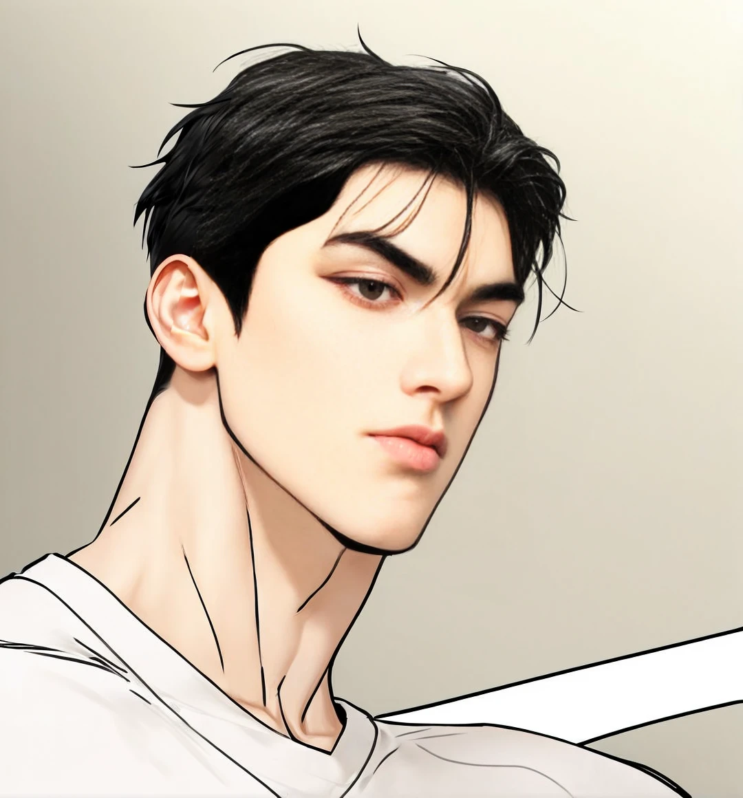 masterpiece, 1boy, young, handsome, black hair, undercut hair, perfect face, detailed eyes and face,black eyes, clean shaved, muscular, capturing a rural atmosphere, dynamic lighting, unreal engine 5