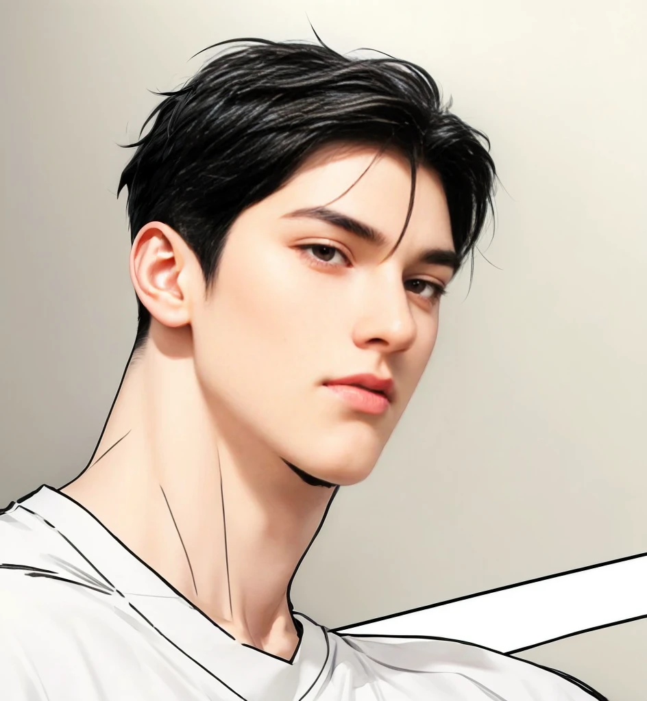 masterpiece, 1boy, young, handsome, black hair, undercut hair, perfect face, detailed eyes and face,black eyes, clean shaved, muscular, capturing a rural atmosphere, dynamic lighting, unreal engine 5