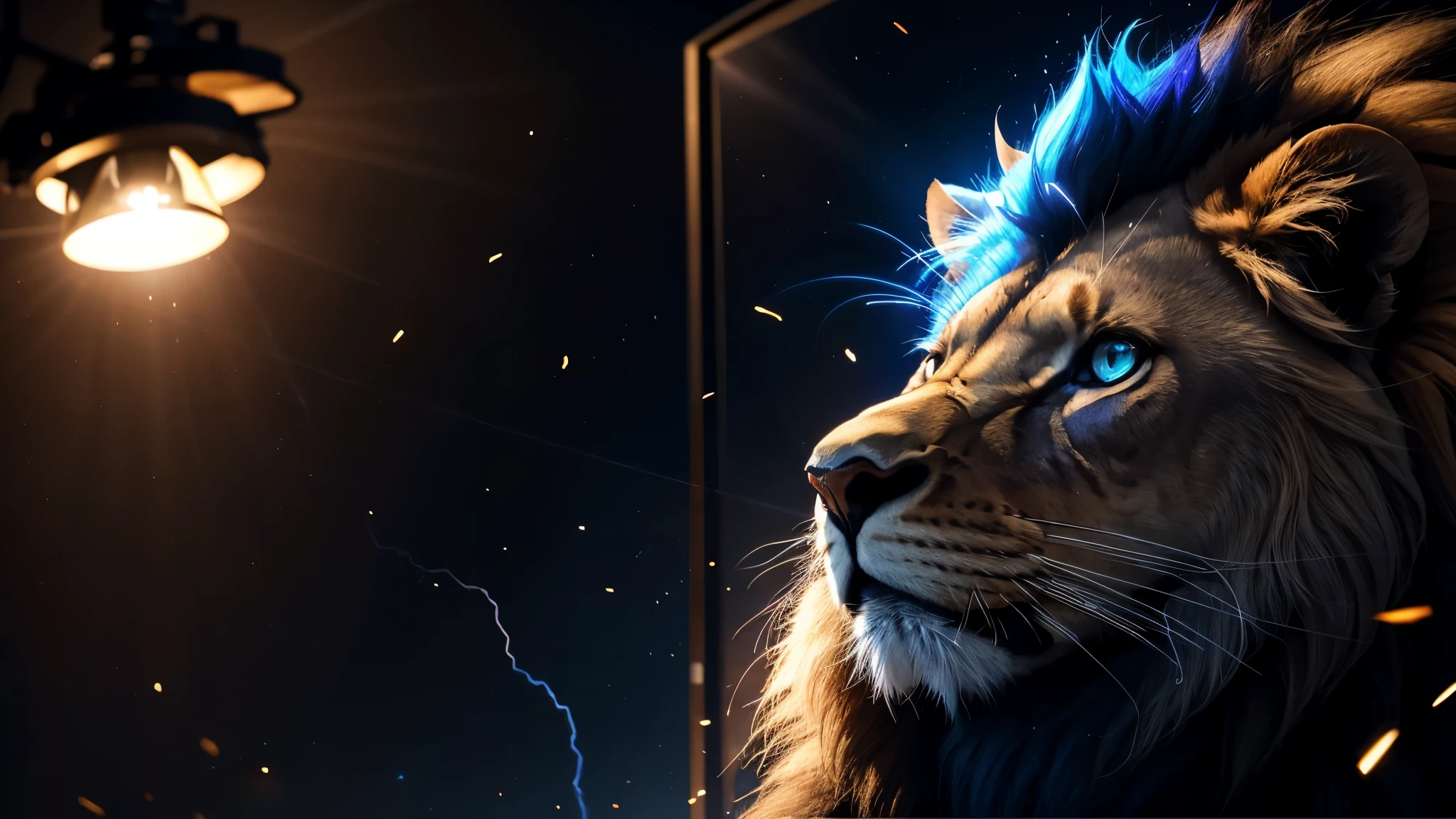Lion, Divine Lion, naturais, Blue Thunder, Realistic Lion, King, Detailed Realistic, Detailed Realistic 16K, Eletricidade Detalhada 8K, texturas Realistas 8K, Cores Fotorrealista 8K, Blue Fire, Detailed Realistic Fire Bolt, Black and Blue Power, Power Thunder, Divine Realistic, Natureza, Linda, Rendering, Fotorrealista, UltraHigh definition, 4K, texturasdetalhadas, thunder, sombras detalhadas, cores detalhadas, Azul Neon, Blue Light, Raios, Blue power, Natureza Linda, Grande Divino, Blue Light, Blue Thunders, Coroa Rei, Thunder Bolt, Bolt eletric Power, Detailed Realistic Black and Blue Lights, Detailed Realistic Lion 16K, Detailed Realistic Fire Power, Detailed Realistic Divine Lion, Detailed Realistic Face 8K, Nitidez Ultra Realista 16K, Texturas Ultra Detalhadas 8K, Natural Detailed Realistic 8K, Night, Night Sky, contraste detalhado, Contraste realista, high resolution, cores detalhadas, fogo, eletricidade, divina criatura, 8k, Realista detalhado, 16K, 8k, High definition, contraste detalhado, Contraste realista, high resolution, cores detalhadas, fogo, eletricidade, divina criatura, 8k, Realista detalhado, elegante,