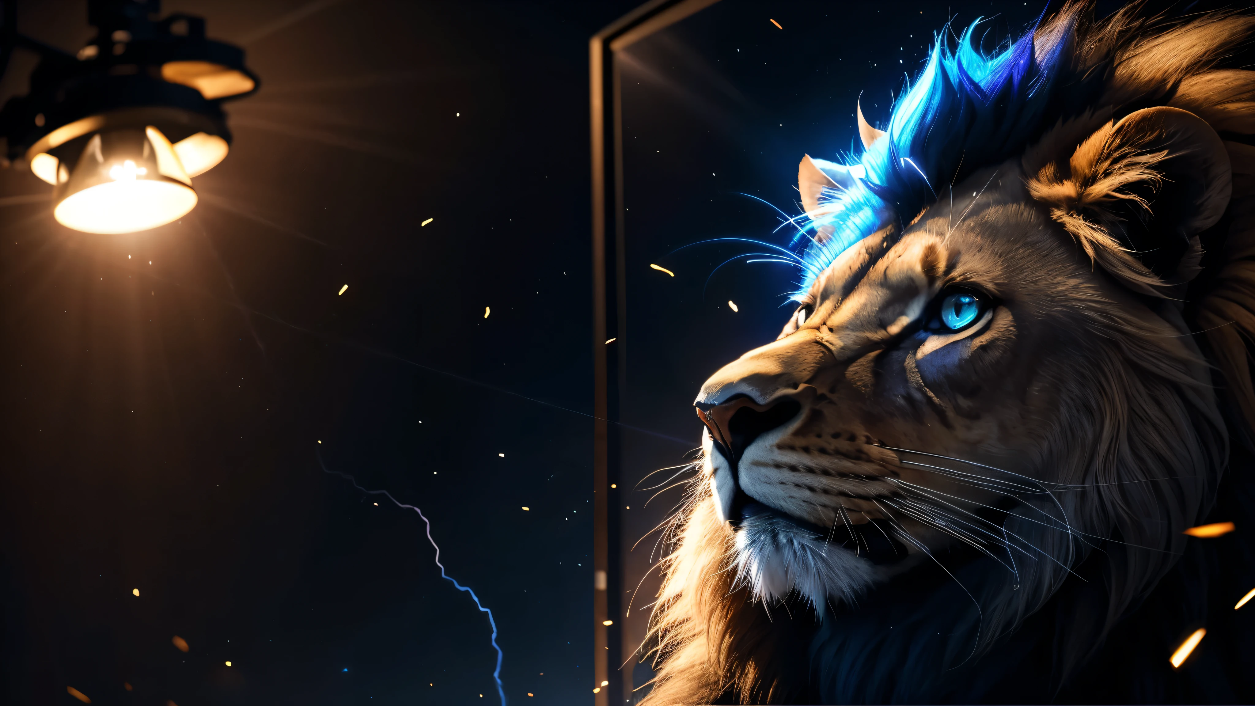 Lion, Divine Lion, naturais, Blue Thunder, Realistic Lion, King, Detailed Realistic, Detailed Realistic 16K, Eletricidade Detalhada 8K, texturas Realistas 8K, Cores Fotorrealista 8K, Blue Fire, Detailed Realistic Fire Bolt, Black and Blue Power, Power Thunder, Divine Realistic, Natureza, Linda, Rendering, Fotorrealista, UltraHigh definition, 4K, texturasdetalhadas, thunder, sombras detalhadas, cores detalhadas, Azul Neon, Blue Light, Raios, Blue power, Natureza Linda, Grande Divino, Blue Light, Blue Thunders, Coroa Rei, Thunder Bolt, Bolt eletric Power, Detailed Realistic Black and Blue Lights, Detailed Realistic Lion 16K, Detailed Realistic Fire Power, Detailed Realistic Divine Lion, Detailed Realistic Face 8K, Nitidez Ultra Realista 16K, Texturas Ultra Detalhadas 8K, Natural Detailed Realistic 8K, Night, Night Sky, contraste detalhado, Contraste realista, high resolution, cores detalhadas, fogo, eletricidade, divina criatura, 8k, Realista detalhado, 16K, 8k, High definition, contraste detalhado, Contraste realista, high resolution, cores detalhadas, fogo, eletricidade, divina criatura, 8k, Realista detalhado, elegante,