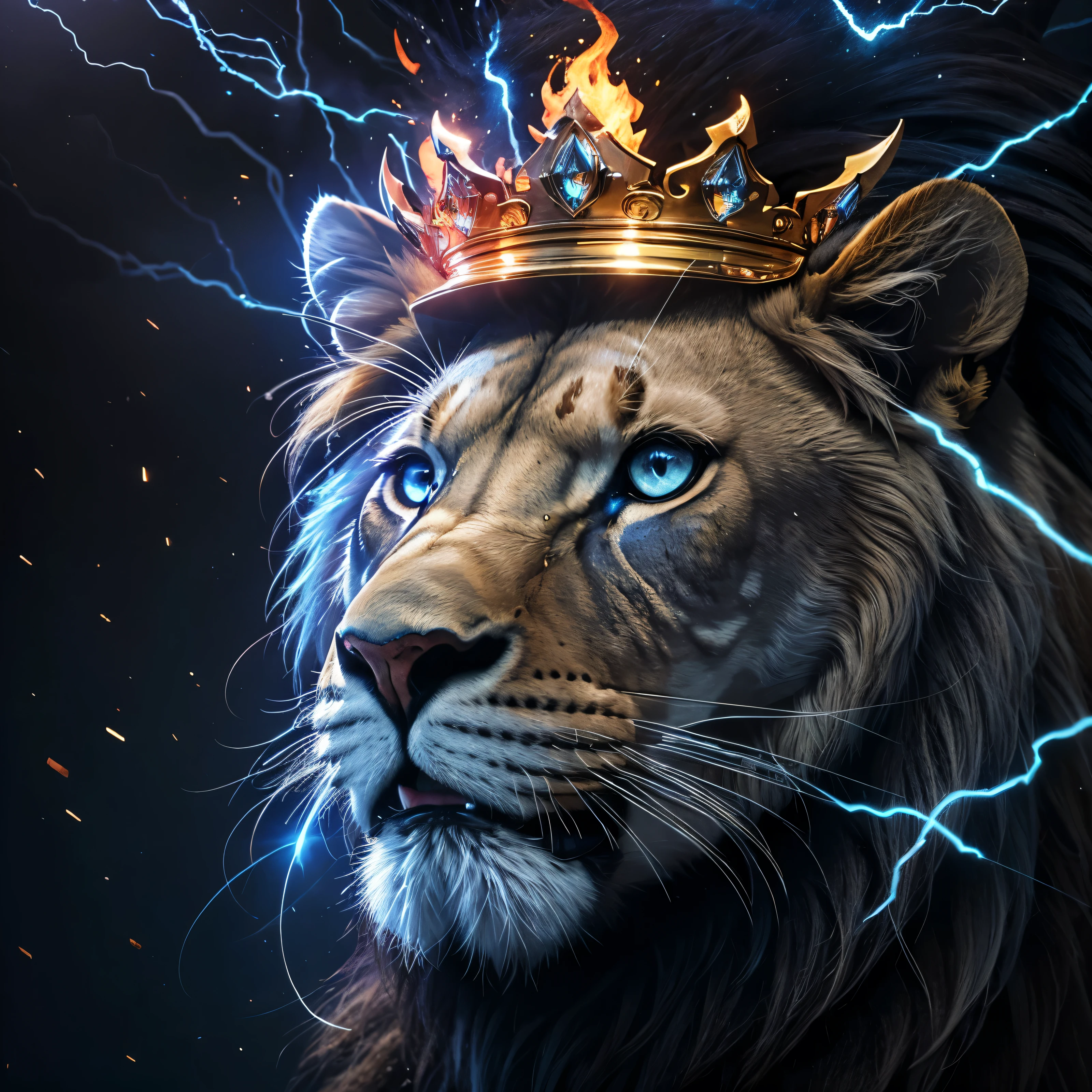 Lion, Divine Lion, naturais, Blue Thunder, Realistic Lion, King, Detailed Realistic, Detailed Realistic 16K, Eletricidade Detalhada 8K, texturas Realistas 8K, Cores Fotorrealista 8K, Blue Fire, Detailed Realistic Fire Bolt, Black and Blue Power, Power Thunder, Divine Realistic, Natureza, Linda, Rendering, Fotorrealista, UltraHigh definition, 4K, texturasdetalhadas, thunder, sombras detalhadas, cores detalhadas, Azul Neon, Blue Light, Raios, Blue power, Natureza Linda, Grande Divino, Blue Light, Blue Thunders, Coroa Rei, Thunder Bolt, Bolt eletric Power, Detailed Realistic Black and Blue Lights, Detailed Realistic Lion 16K, Detailed Realistic Fire Power, Detailed Realistic Divine Lion, Detailed Realistic Face 8K, Nitidez Ultra Realista 16K, Texturas Ultra Detalhadas 8K, Natural Detailed Realistic 8K, Night, Night Sky, contraste detalhado, Contraste realista, high resolution, cores detalhadas, fogo, eletricidade, divina criatura, 8k, Realista detalhado, 16K, 8k, High definition, contraste detalhado, Contraste realista, high resolution, cores detalhadas, fogo, eletricidade, divina criatura, 8k, Realista detalhado, elegante,