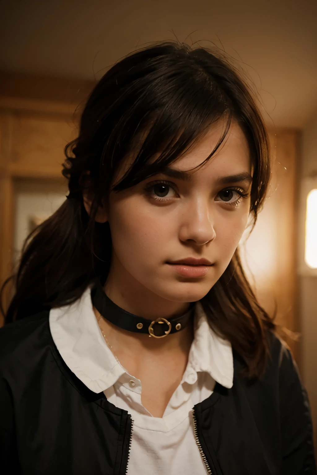 A girl with a collar  
