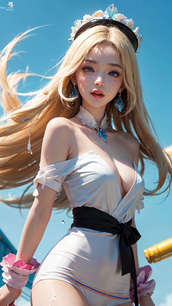(rich and colorful Fashion T-Shirts:1.9),(blond:1.8),(All the colors of the rainbow:1.traight painting:1.6))),(:1.6),front,comics,illustration,,big eyes,Crystal clear,(金色slopelong hair,extra long hair:1.7),rich and colorful hats,Exquisite makeup,Large Breasts,Sface,(Small fresh:1.5),(Pipe top:1.6),Long eyelashes,rich and colorful off-shoulder T-shirt,looking at the audience,水汪汪的big eyes,(blond hair:1.6),色彩splash,(Solitary:1.8),色彩splash,Color Explosion,厚重的paintWind格,messy lines,((Shiny)) ,(rich and colorful),(rich and colorful),(rich and colorful),rich and colorful,厚重的paintWind格,(splash)(颜色splash),vertical,Upper Body,paintsplash,acrylic paint,slope,paint,Highest image quality,best quality,masterpiece,Solitary,Depth of Field,Face painting,Colorful clothes,(grace:1.2),Gorgeous,long hair,Wind,(grace:1.3),(petal:1.4),(((masterpiece))),((())),((Super detailed)),(illustration),(Dynamic angle) ,((float)),(paint),((disheveled hair)),(Solitary),(1 Girl),(((Delicate anima face))),(((Beautiful and delicate face)),tie,Bare shoulders,blonde,((blonde)),((blonde)),Beautiful and delicate eyes,(blue eyes),(((blue eyes))),(((rich and colorful background))),(((High saturation) )),(((被彩色splash包围))),(((rich and colorful background))),(((High saturation))),(((被彩色splash包围))),(((rich and colorful background))),(((High saturation))),(((被彩色splash包围))),Put your hands behind your head((Clear nipples))、Rocketge Breasts),(because I'Huge breasts:1.4 Huge breasts:1.4,Fraight breasts,Shleavage,Nipple protrusion,Btton plump brease Breastsder sexy legs