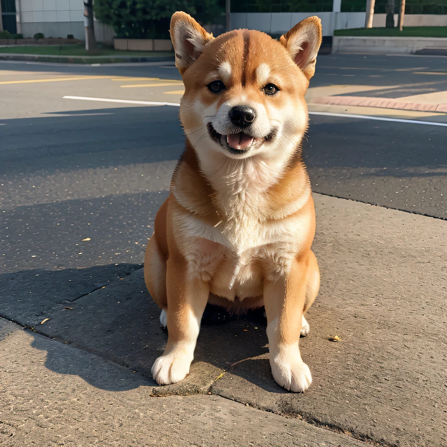 shiba inu puppy kawaii happy realistic seat on the ground