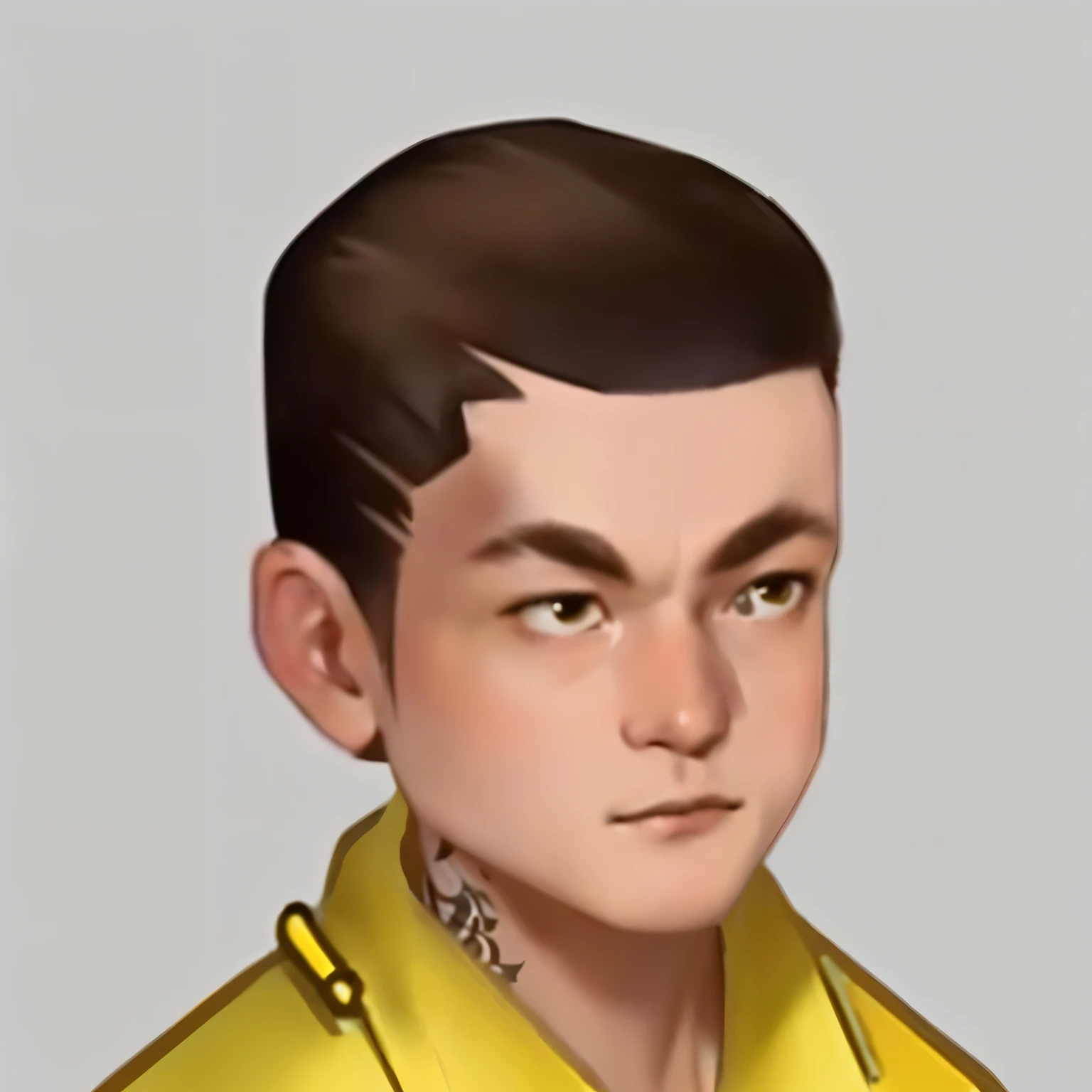 Close-up of a cartoon，The man in the painting has a tattoo on his neck, 细致的Portraits, Inspired by Chen Daofu, Artistic portraits, Character Art Close-up, dnd bust head portrait, avatar portrait, Stylized portrait, Portraits畫, Inspired by Ding Yunpeng, Inspired by Chen Lu, Portraits, Detailed character art